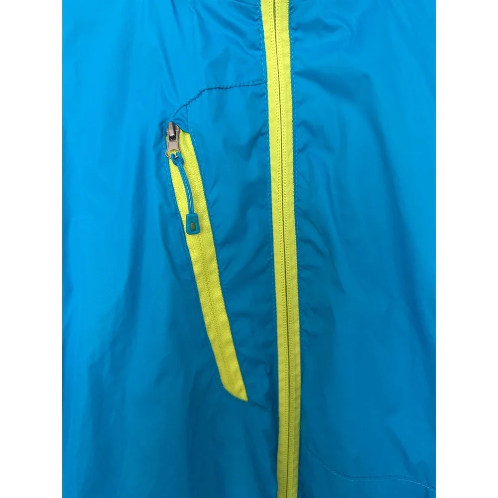 SGVI Windbreaker Jacket Mens Size M Blue Neon Zip Lightweight Excellent